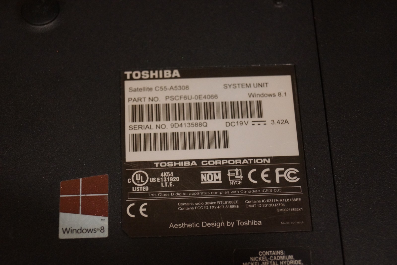 Activated 24H2 WIN 11PRO Toshiba C55-A5308 Gen3 i3@2.50GHz,4GB RAM,120GB SSD