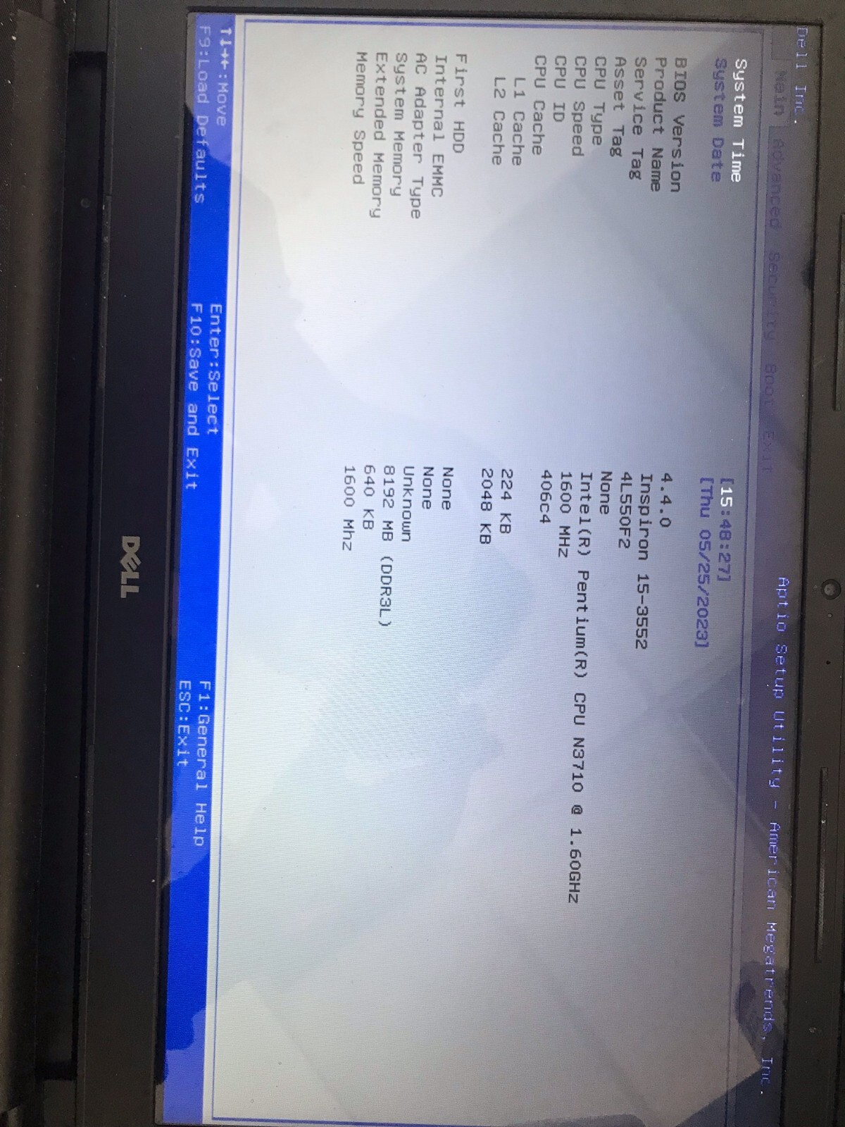 Dell Inspiron 15-3552 Intel Pentium N3710 1.60GHz 8GB 500GB WITH CAMERA
