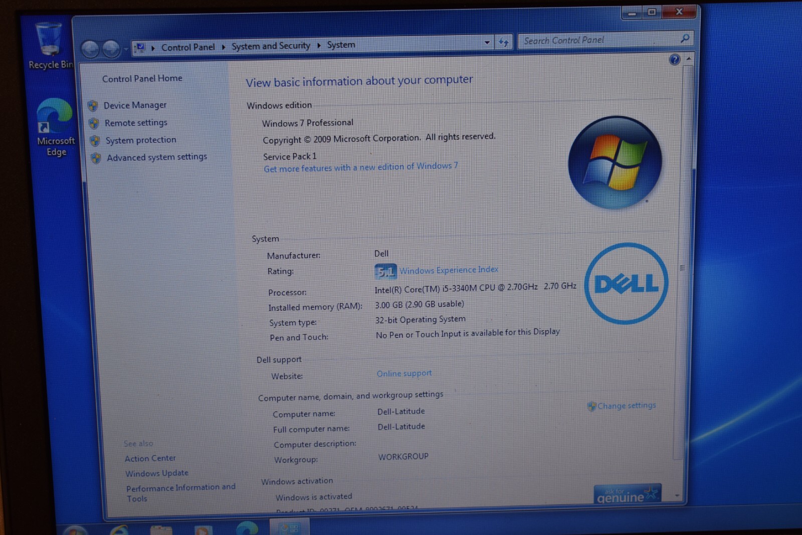 Dell Latitude E6530 Intel Core i5-3340M Windows 7 Pro SSD 32-bit NVidia 5200M