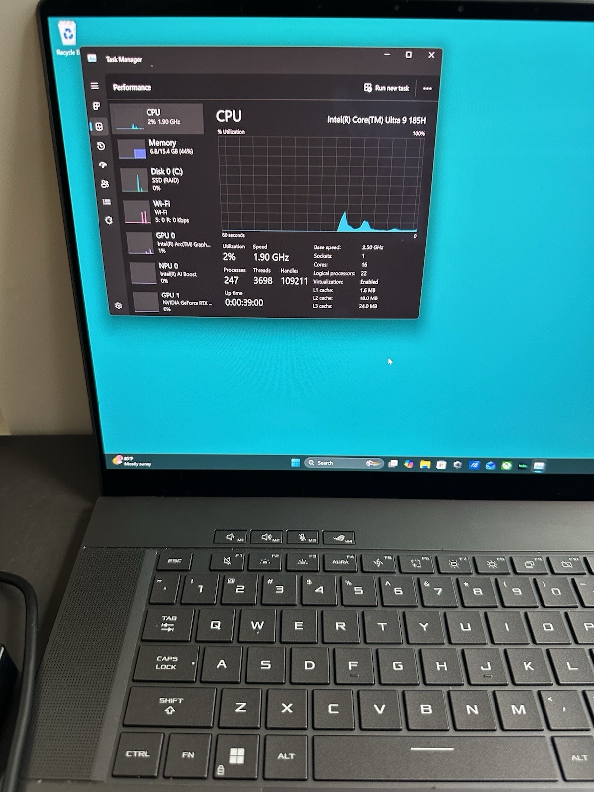 ASUS ROG Zephyrus GU605MI 16in Core Ultra 9 RTX 4070 16GB 1TB Win11