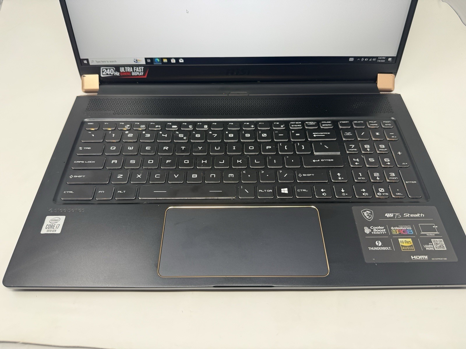 MSI GS75 Stealth 10SE-620 – 17.3″ FHD – i7-10875H –16GB RAM –RTX 2060 –512GB SSD