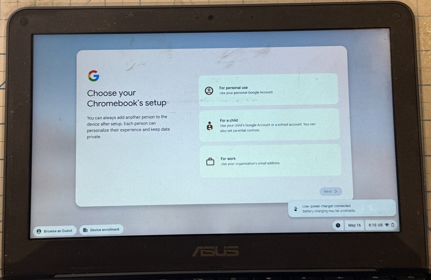 Asus Chromebook C203XA-YS02 11.6″ 4GB RAM, 4GB eMMC Rugged & Spill Resistant