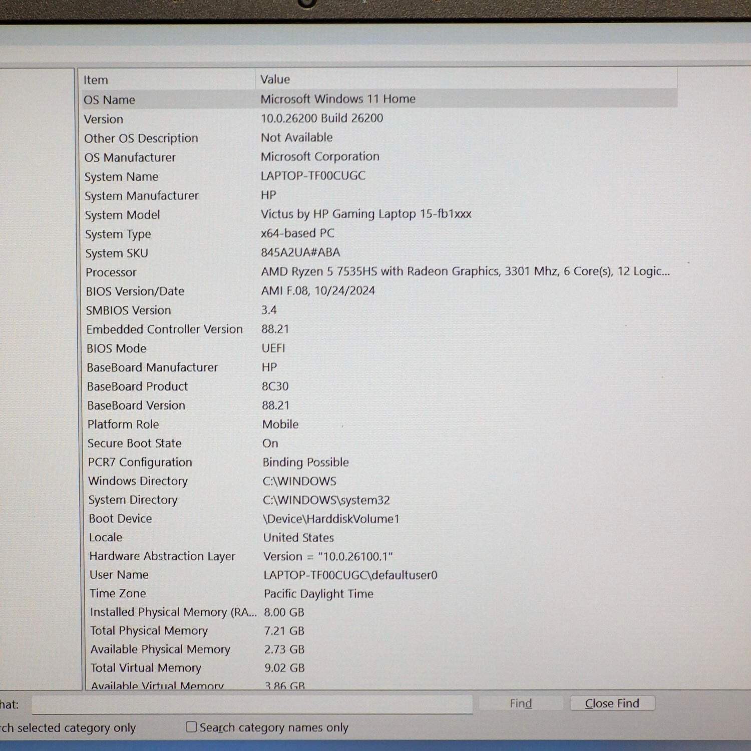 HP Victus 15-FB1013DX 15.6″ Ryzen 5 7535HS 3.3GHz 8GB RAM 512GB SSD GeForce RTX