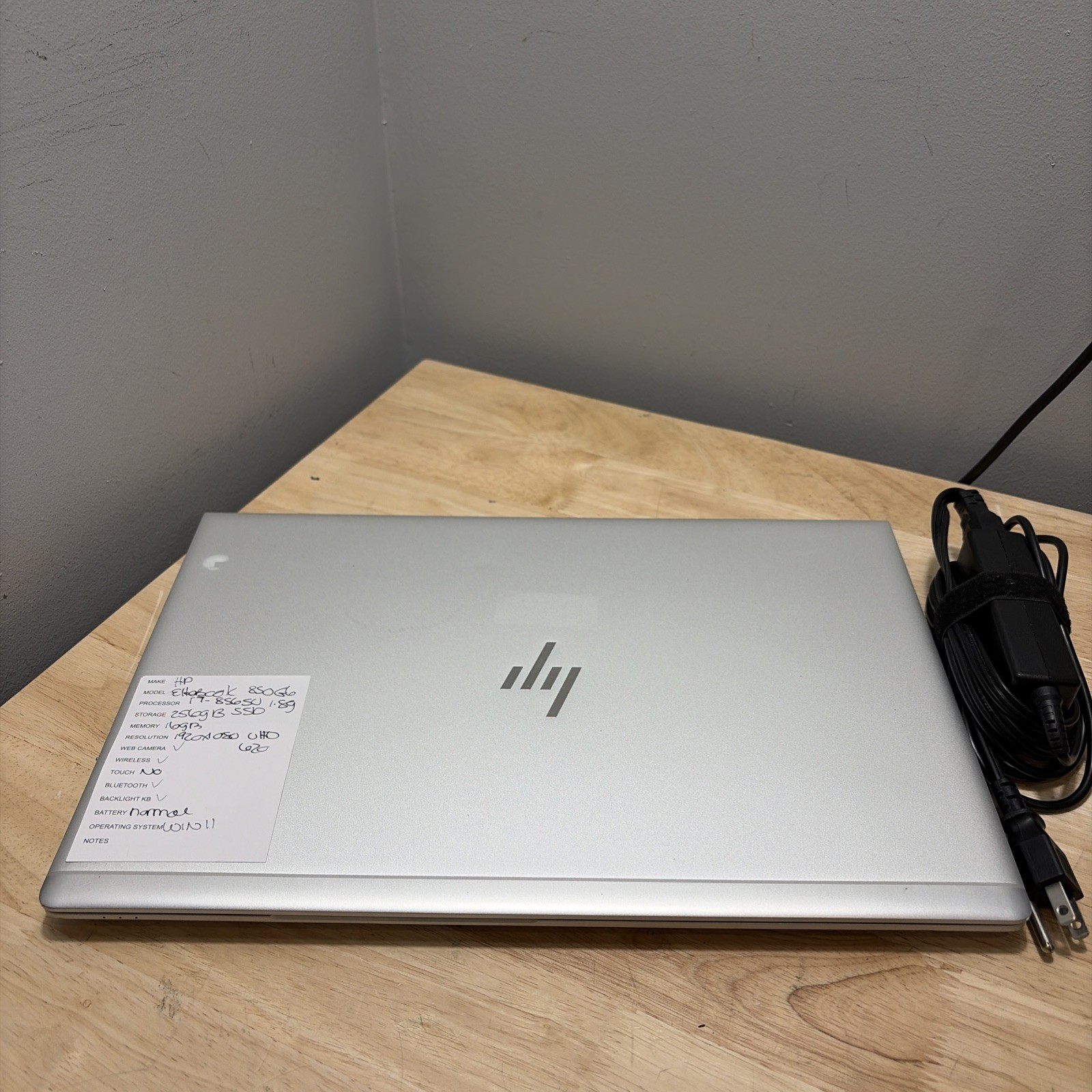 HP EliteBook 850 G6 CORE I7-8665u 1.90GHZ 16GB 256GB SSD WCAM WIFI W11 & CORD