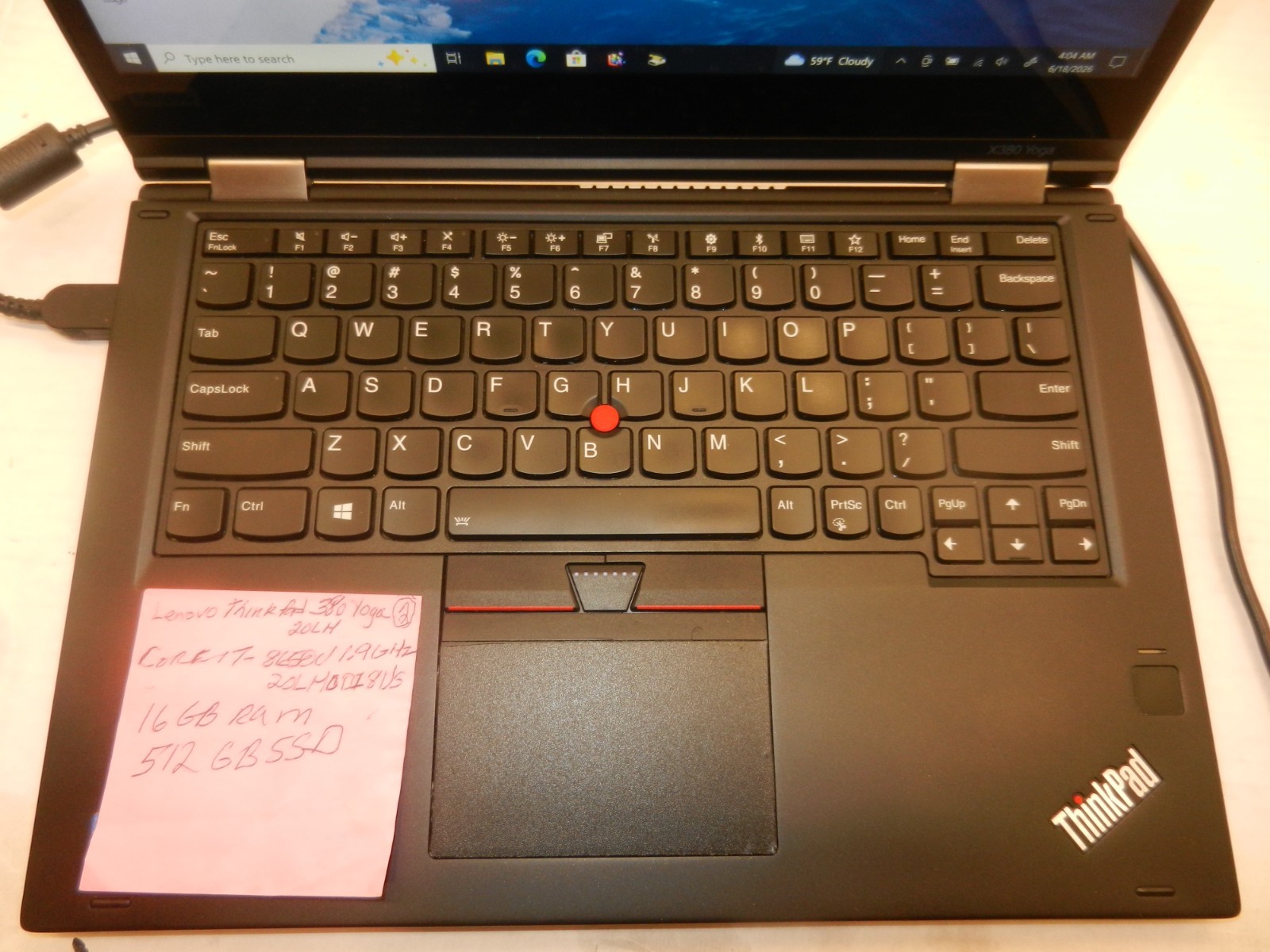LENOVO THINKPAD X380 YOGA 13.3″ CORE i7-8650U@1.9GHZ 16GB RAM 515GB SSD WIN 10 B