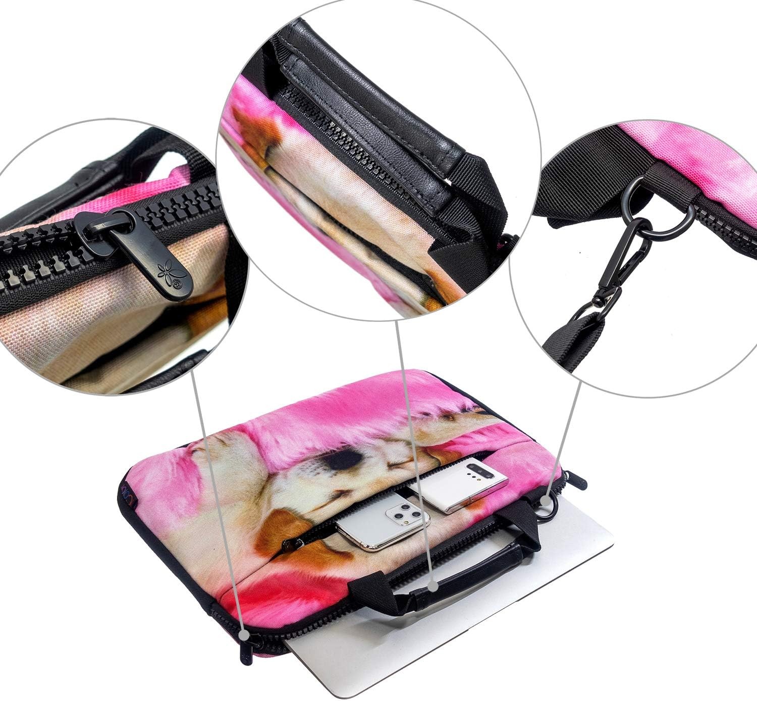 14.5 15 15.6 Inches Canvas Laptop Shoulder Bag Case, Messenger Bag Sleeve Pouch
