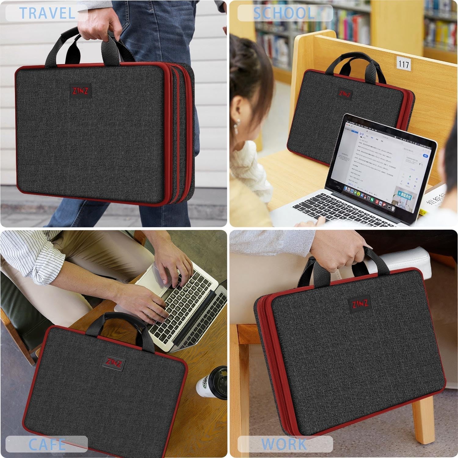 Laptop Case 15 15.6 16 inch Sleeve, Expandable Computer Hand Bag with Multi-pock
