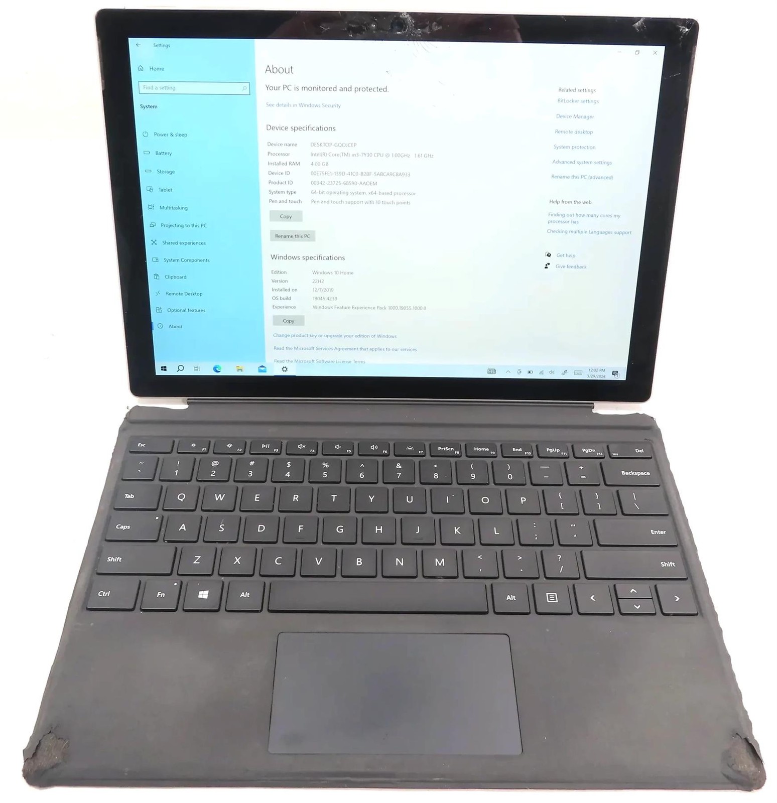 Microsoft Surface Pro 5 1796 Core m3-7Y30 1.00GHz 4GB 128GB Win 10