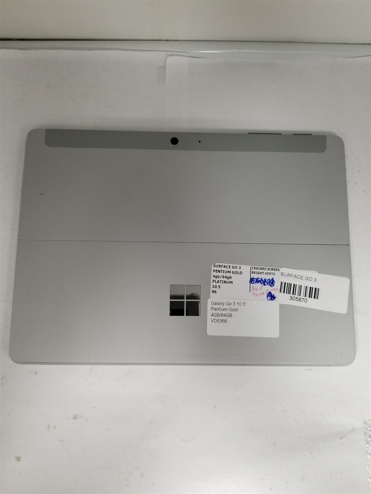 Microsoft Surface Go 3 Pentium Gold 10.5″ 4GB/64GB Silver VD6368