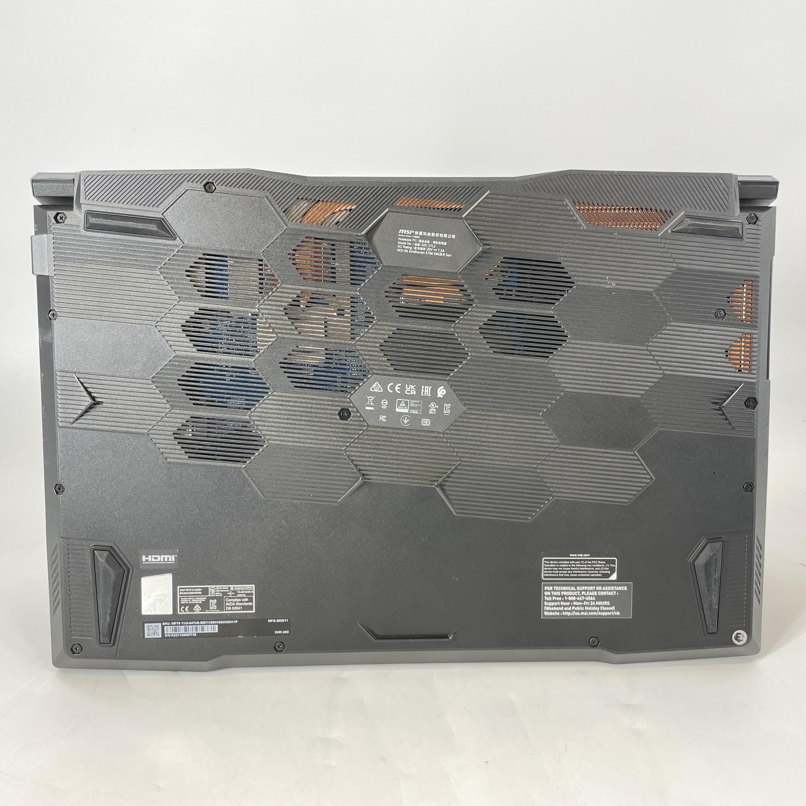 MSI WF76 17.3 FHD 144Hz i7-11800H 2.30GHz 16GB 512GB SSD NVIDIA T1200 Good