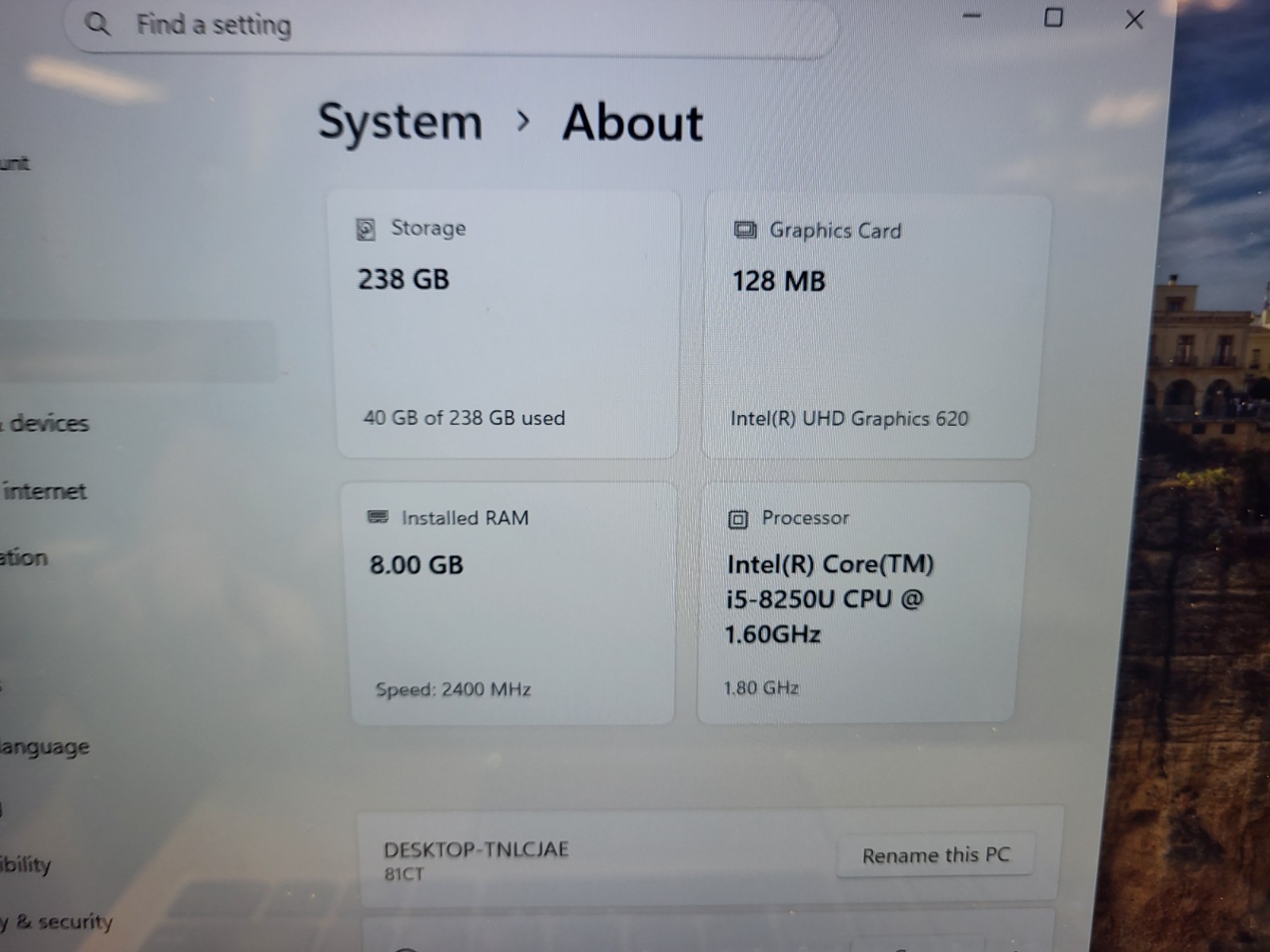 Lenovo Yoga 730-13IKB Core i5-8250U 265 GB SSD 8GB RAM Win 11 Pro