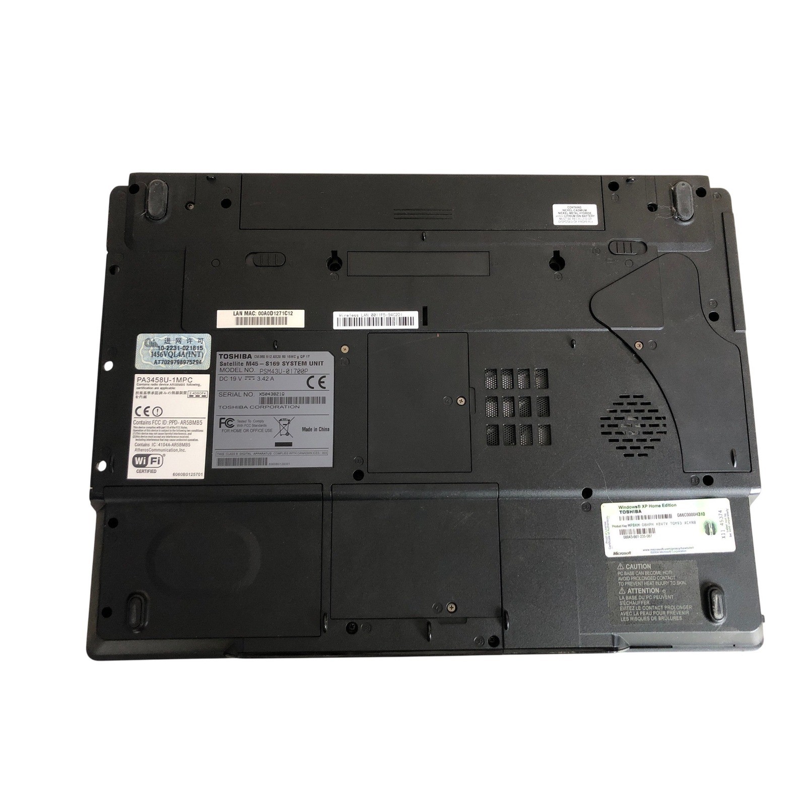 Toshiba Satellite M45-S169 Laptop Intel Powers On NO Hard Drive Parts Repairs