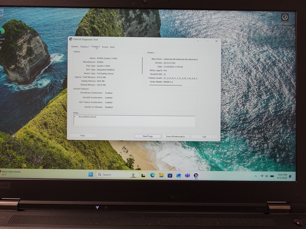 Lenovo ThinkPad P53 Intel Core i7-9850H 15.6″ 32GB RAM 256GB SSD Win11