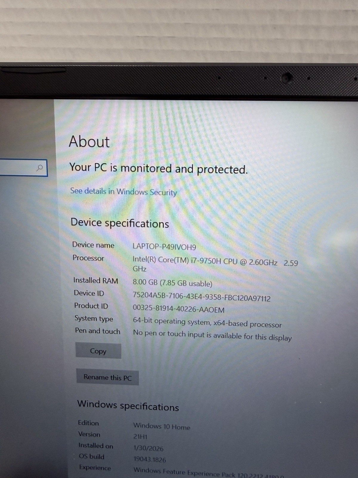 ASUS TUF FX505G 15.6 inch Intel Core i7 9th Gen 2.6GHz 8GB RAM 512 GB SSD (READ)