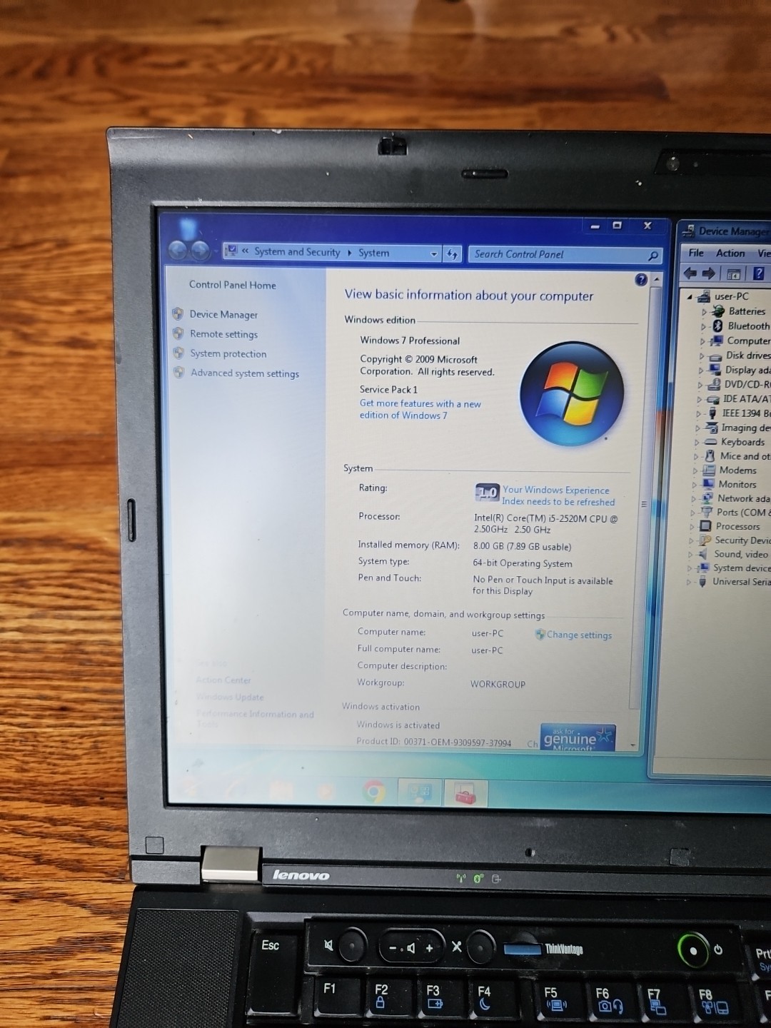 Lenovo ThinkPad T520 i5-2520M 2.5GHz 8GB Ram 120 GB SSD Win 7 pro. Ready to Use