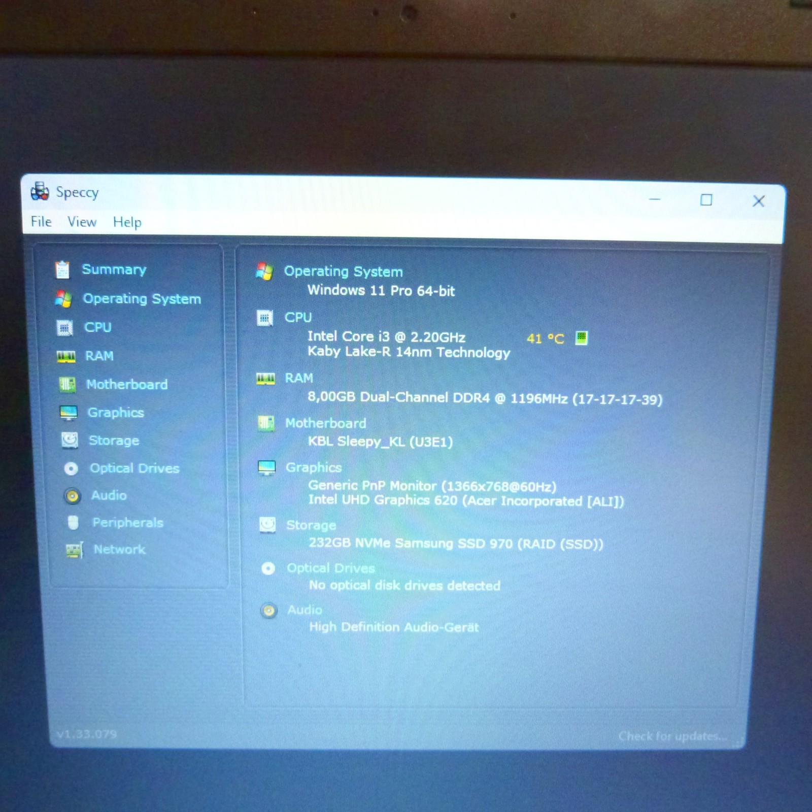 Acer A315 15″ Ultrabook l 8Gen Turbo Intel I Samsung SSD Windows 11 PRO HDMI