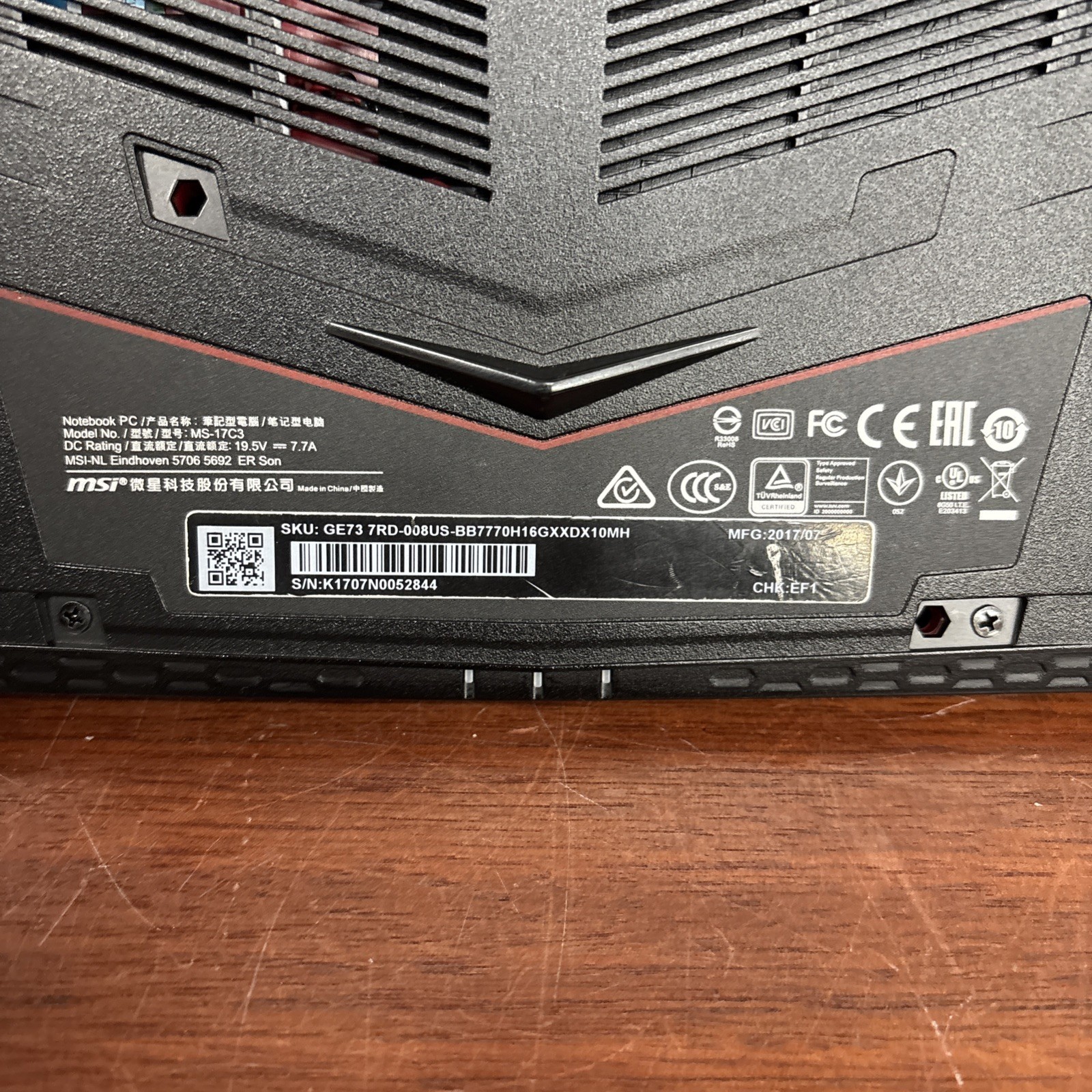 MSI GE73 7RD Raider Gaming Laptop 17.3″ Intel Core i7 7th Gen. ***Parts