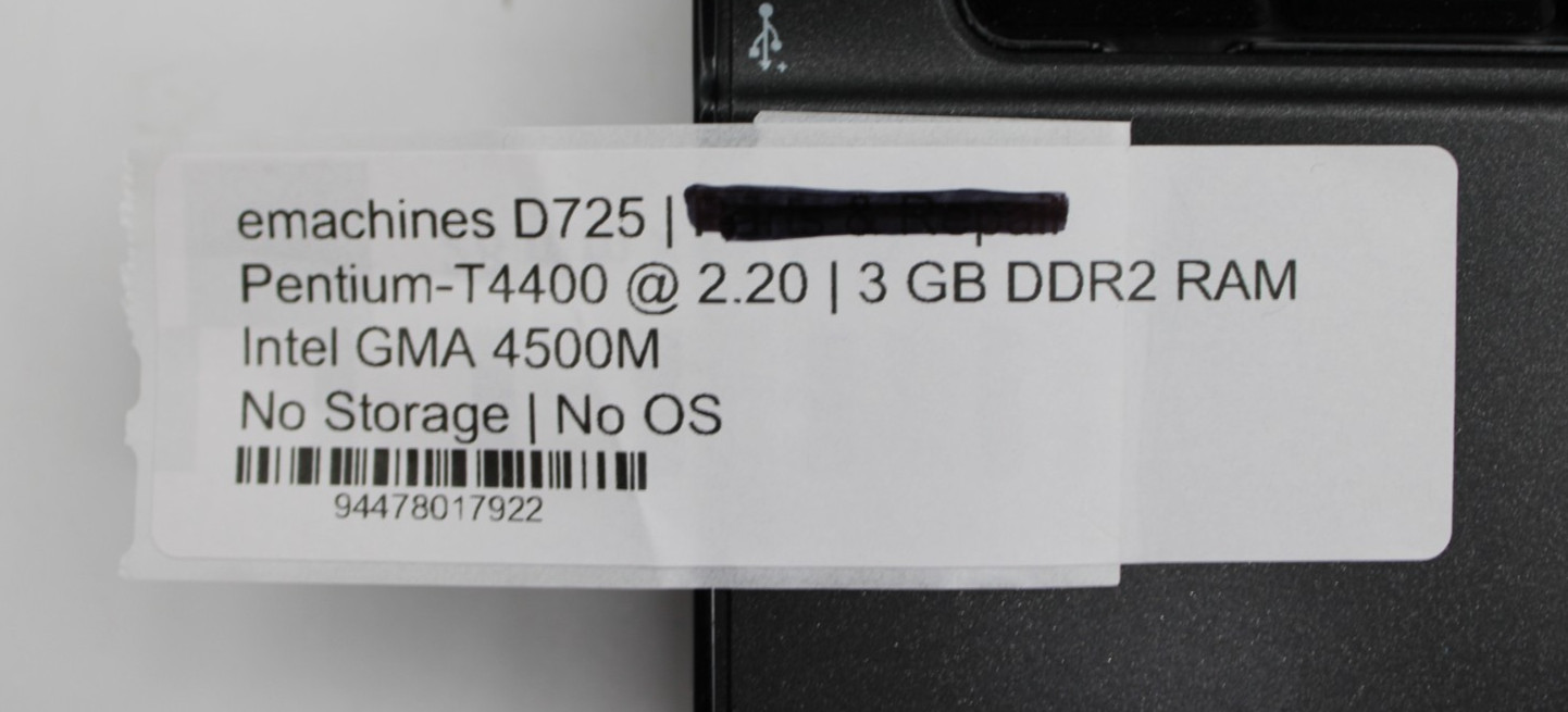 eMachines D725 Pentium-T4400@2.20GHz 3GB RAM DDR2 NO STORAGE OR OS *USED/TESTED*