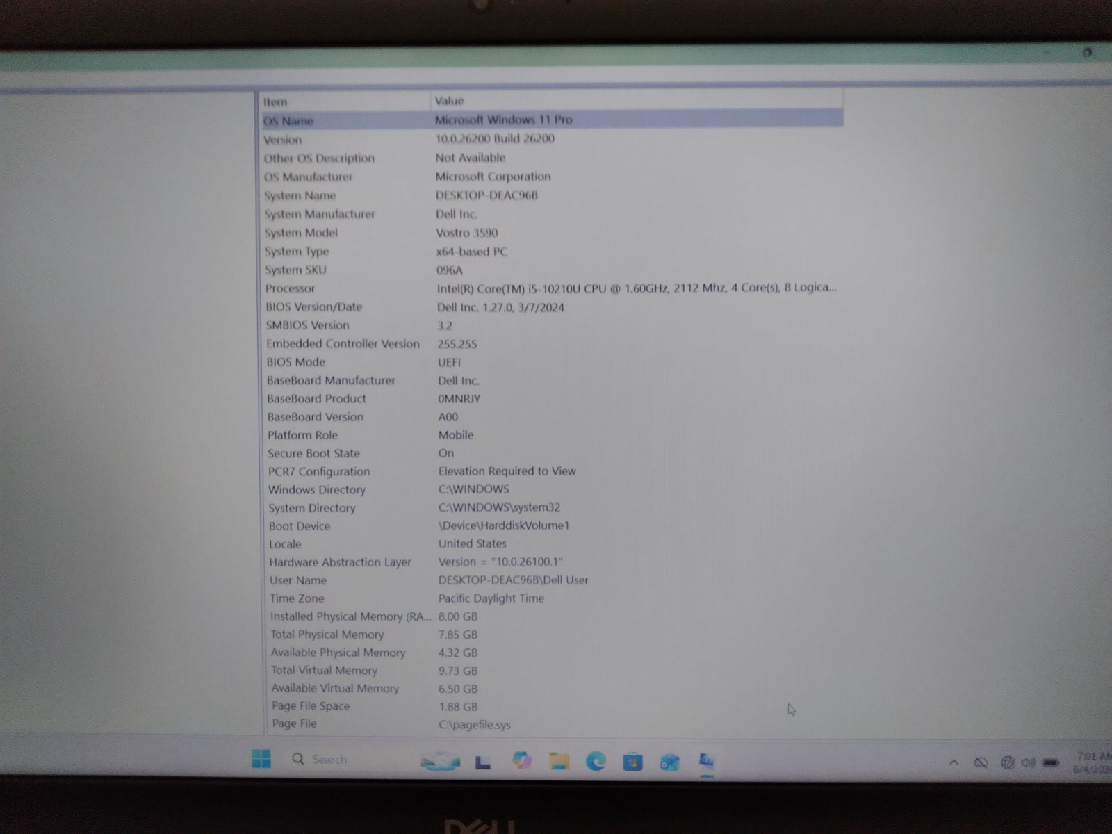 Dell Vostro 3590 Laptop FHD 15.6″ i5-10210U 8GB RAM 512+256 HDD + NVMe Win11 Pro