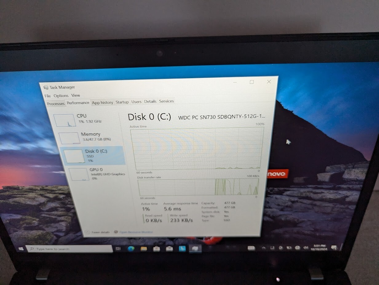 Lenovo Thinkpad T14 G1 i7-10610U 48GB RAM/500 GB SSD – Win 10 Pro TOUCHSCREEN