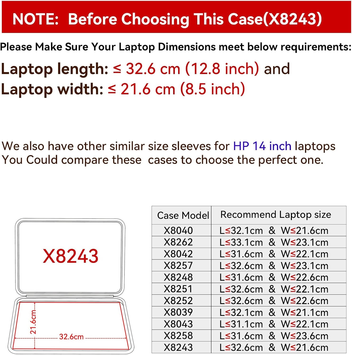 Waterproof and Anti-Shock Sleeve Case for 14 inch HP Laptop, Protective Bag