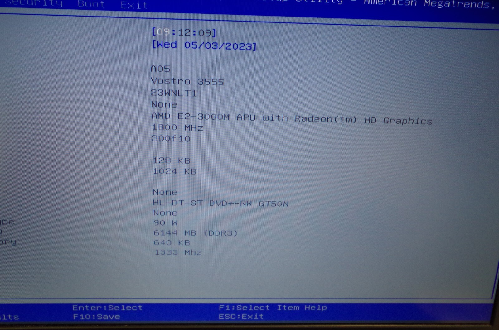 DELL Vostro 3555 Laptop AMD E2-300m 1.8Ghz 6GB Ram Boots To Bios