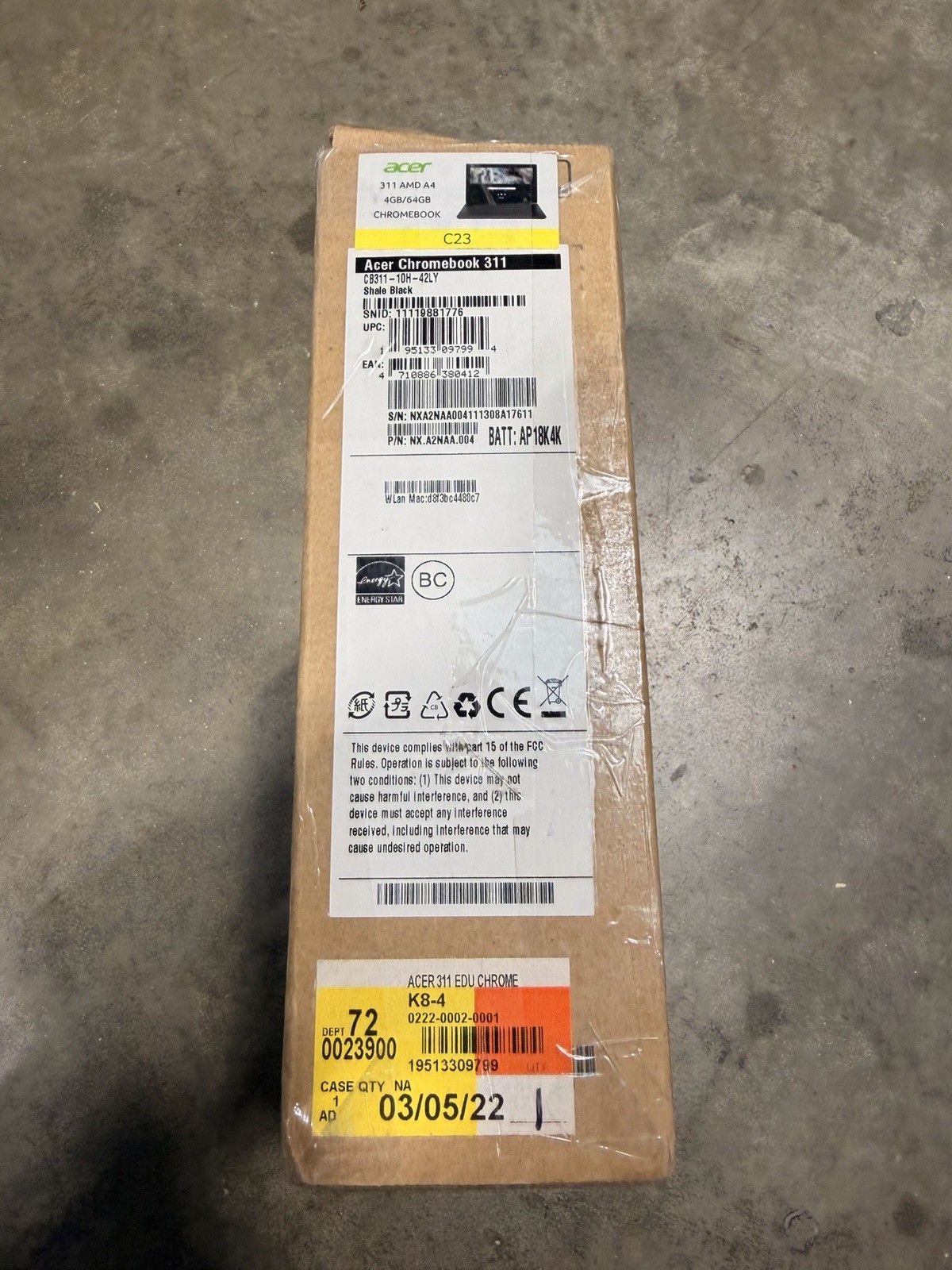 Acer 311 Chromebook 11.6” HD, A4-9120C, 4GB RAM, 64GB eMMC
