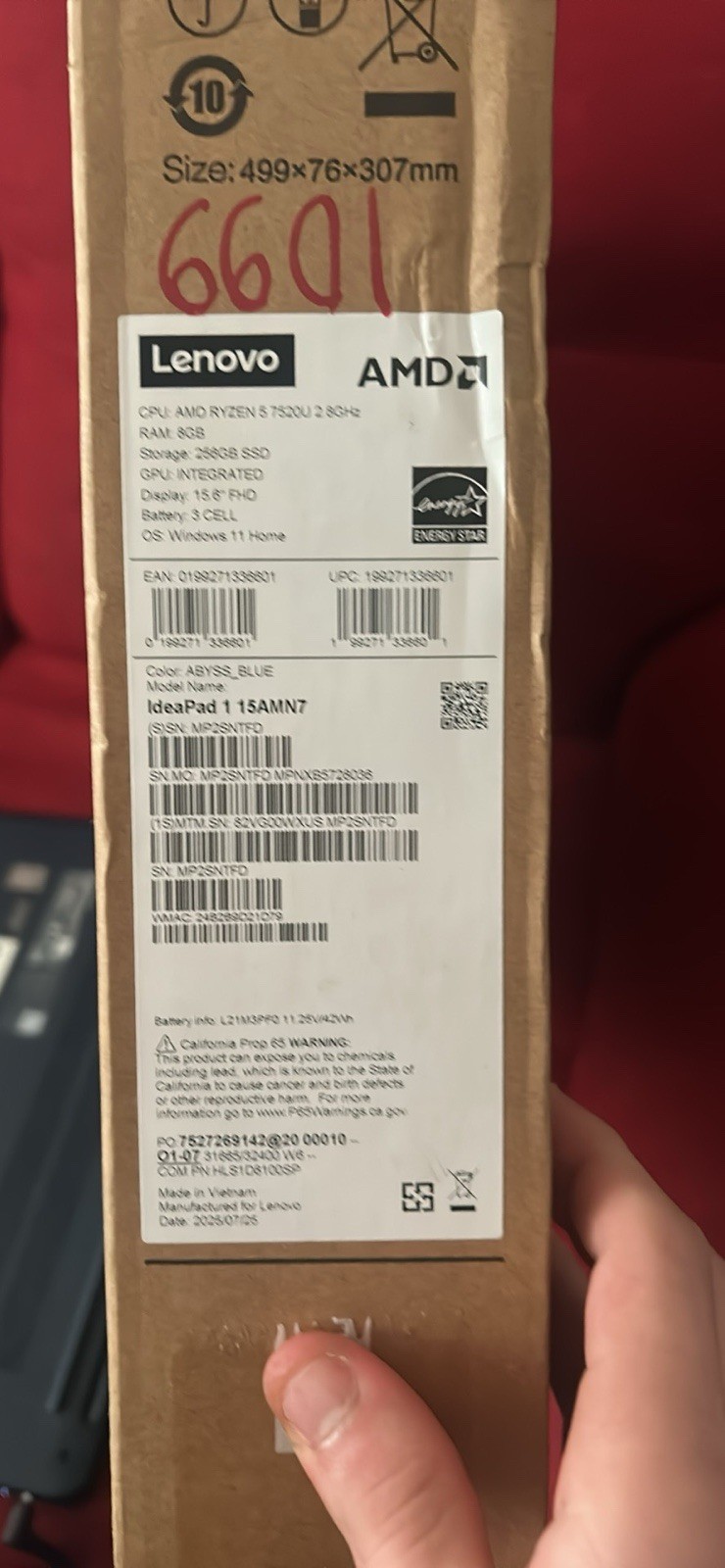 Lenovo IdeaPad 1 15AMN7 AMD Ryzen 5 7530U 8GB 256GB SSD 15.6″ Abyss Blue Laptop