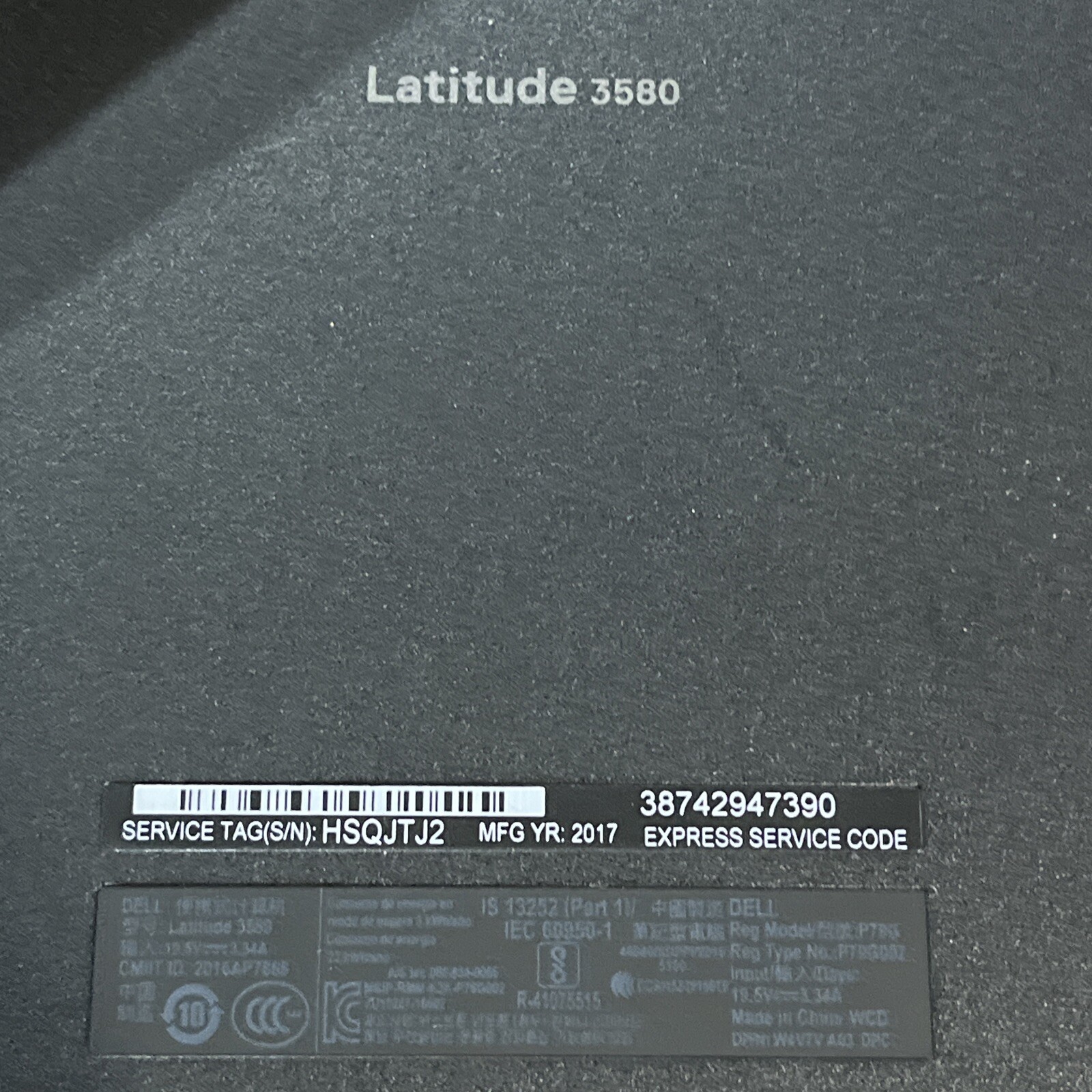 DELL LATITUDE 3580 INTEL CORE I3-7100U 2.40GHZ 4GB RAM NO HD
