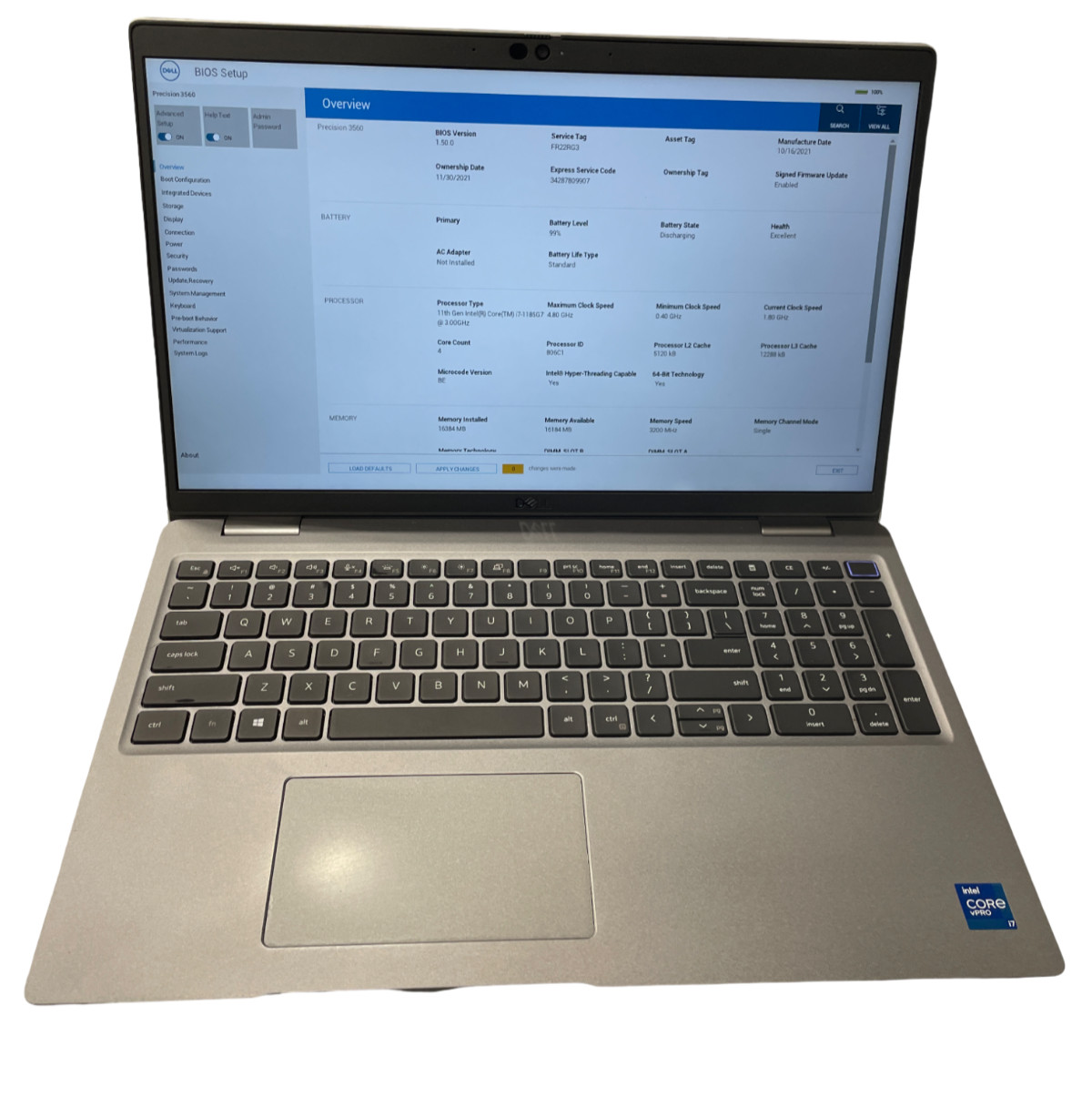 Dell Precision 3560 – 3.0 GHz i7-1185G7 16GB 512GB NVMe SSD T500 15.6″ #26