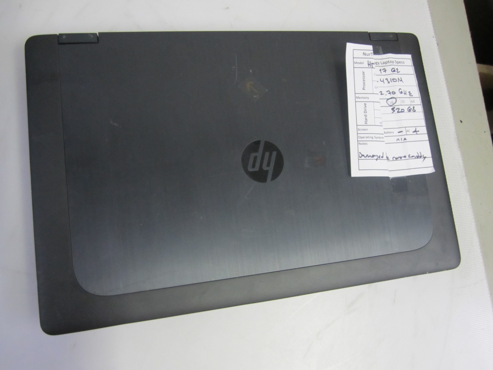 HP ZBook 17 G2 i5-4310M 2.70GHz 16GB 320GB LAPTOP + AC NO OS/BTRY READ