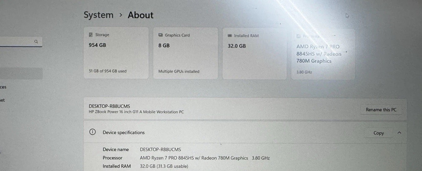 HP ZBook Power G11 A 16 WQ Ryzen 9 PRO 8945HS, Radeon 780M, 32G, 1TB