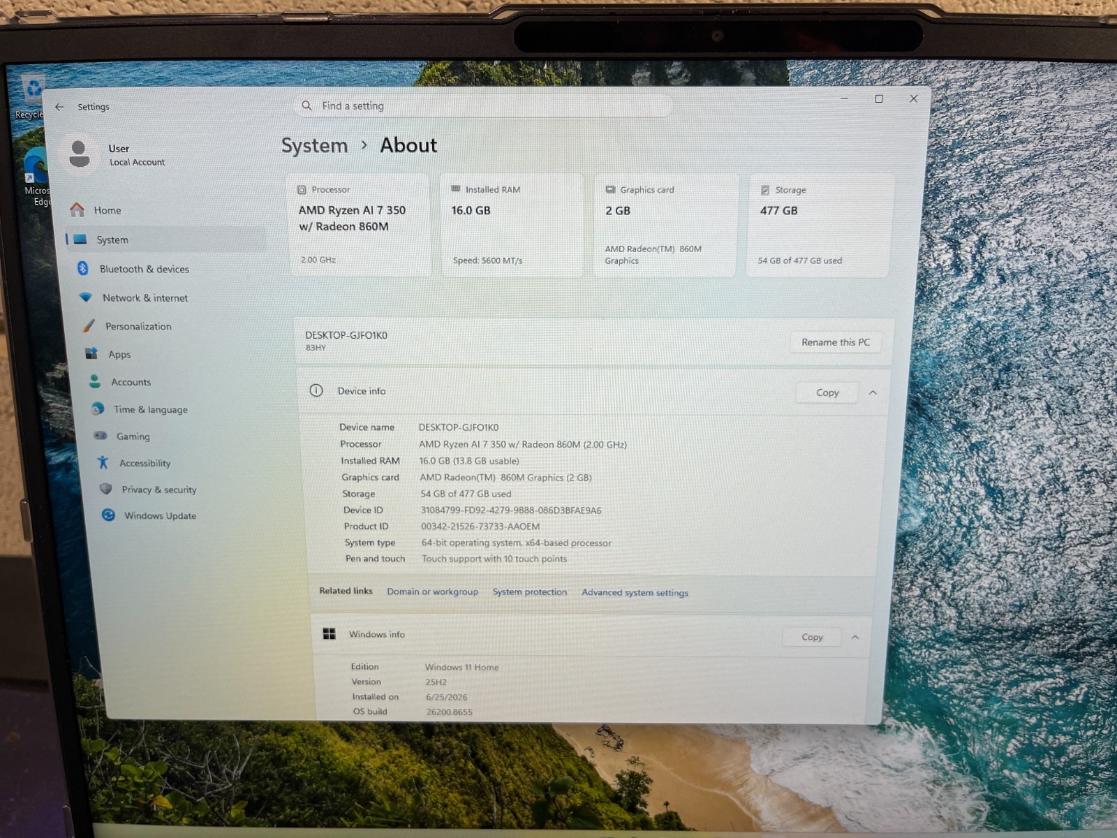 Lenovo IdeaPad Slim 5 16AKP10 16″ WUXGA Touch Ryzen AI 7 350 16GB 512gb SSD W11H
