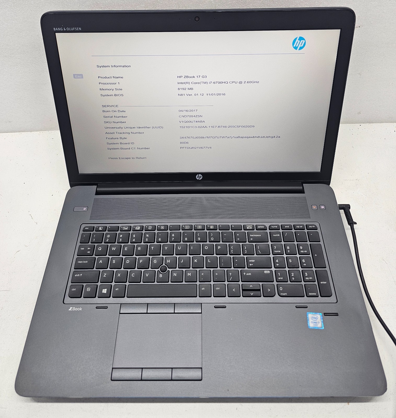HP ZBook 17 G3 17.3″ Laptop Intel Core i7-6700HQ 8GB Ram NO HD/OS (FL)