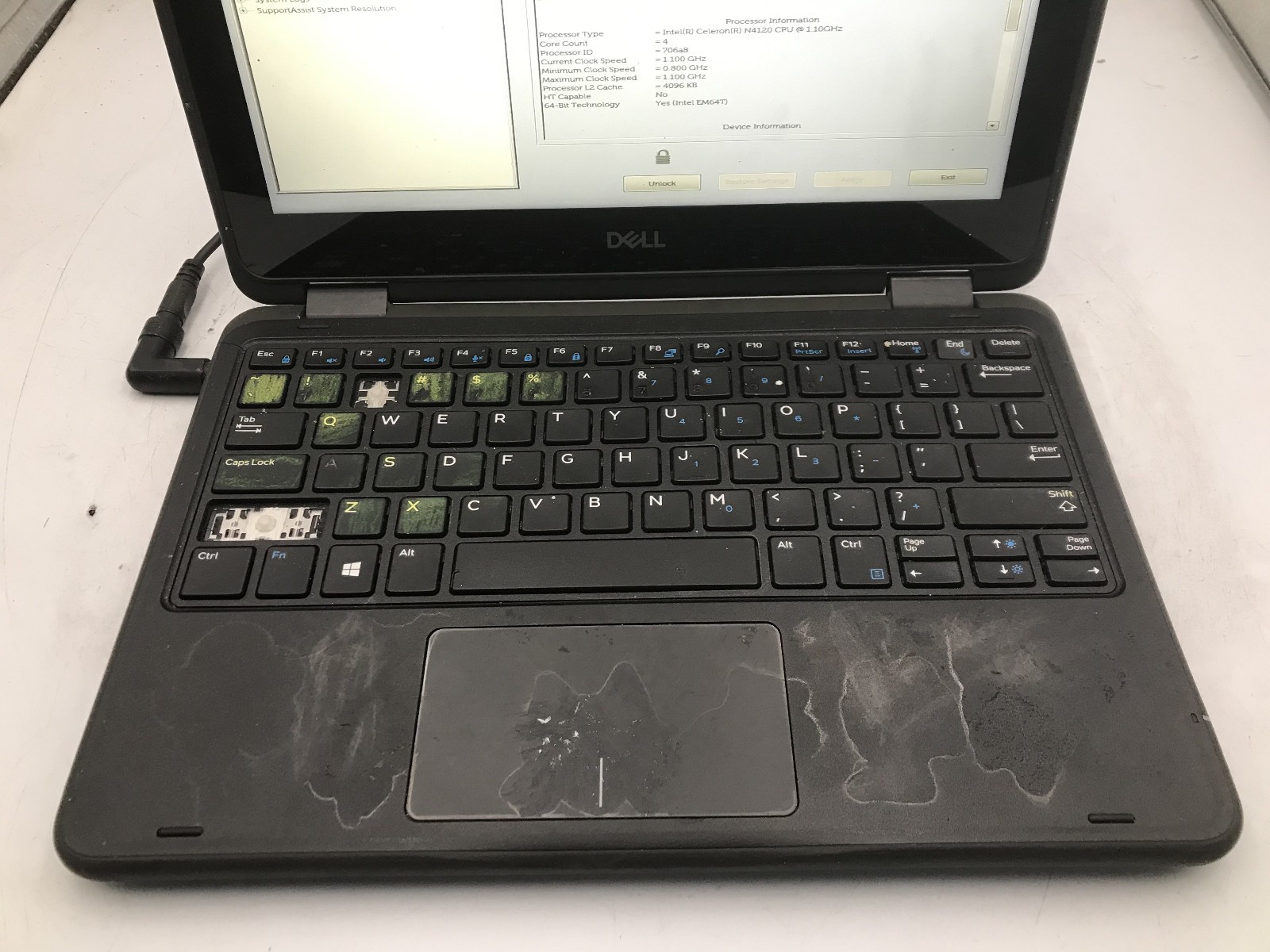 DELL LATITUDE 3190 -BOOTS TO BIOS/LOCKED- INTEL CELERON N4120 – 4GB RAM -READ-BB