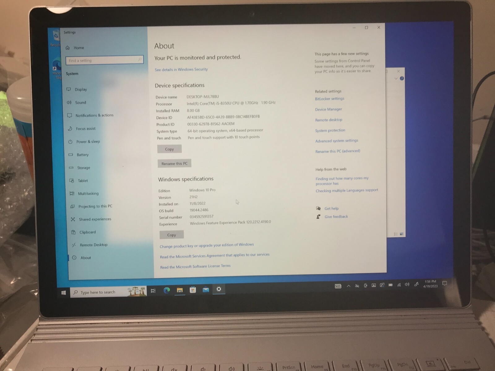 Microsoft Surface Book 2 1703 i5-8350u 1.70GHz 8GB,256GB USED Fair#11