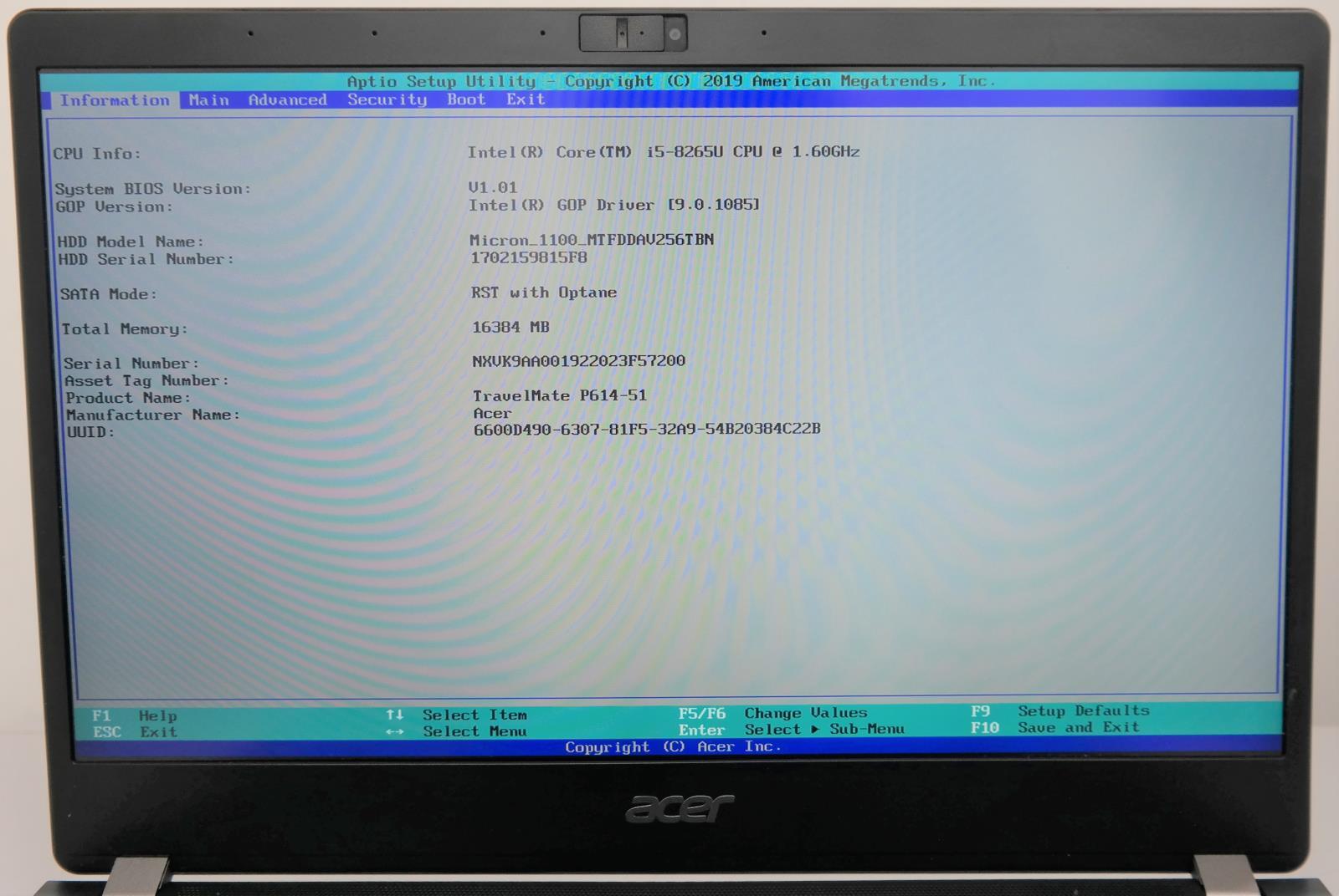 Acer Travel Mate P614-51 i5-8265U 1.60GHz 16GB RAM 256GB SSD 14in NO OS READ !!!