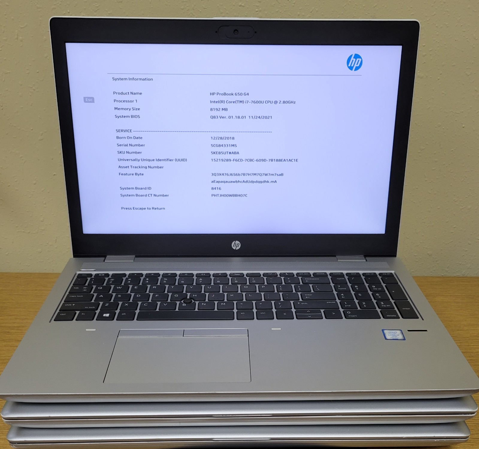 (Lot of 3)HP ProBook 650 G4 i5-8th Gen i7-7th Gen 1.6/1.80GHz 8GB DDR4 No OS/SSD