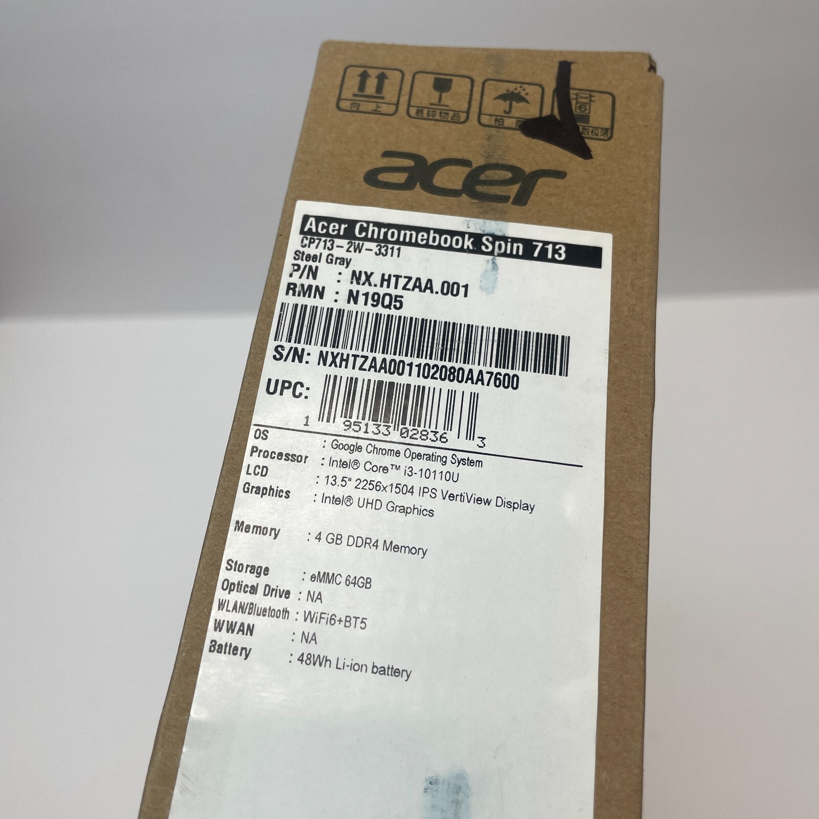 Acer Chromebook Spin 713 13.5″ Intel Core i3-10110U 4GB DDR4 64GB eMCC N19Q5 NEW