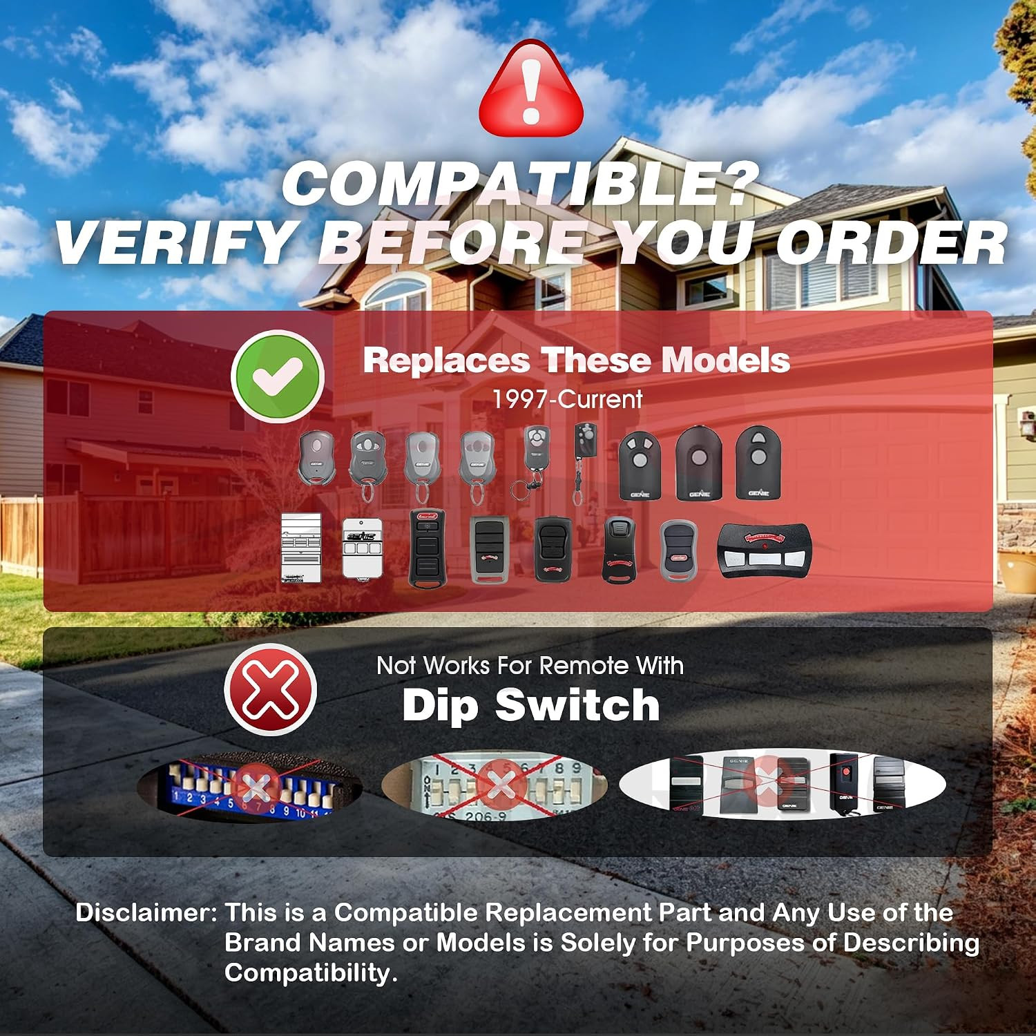 2 for OCDTR-3 Overhead Door Garage Door Opener Remote Compatible Legacy Python,