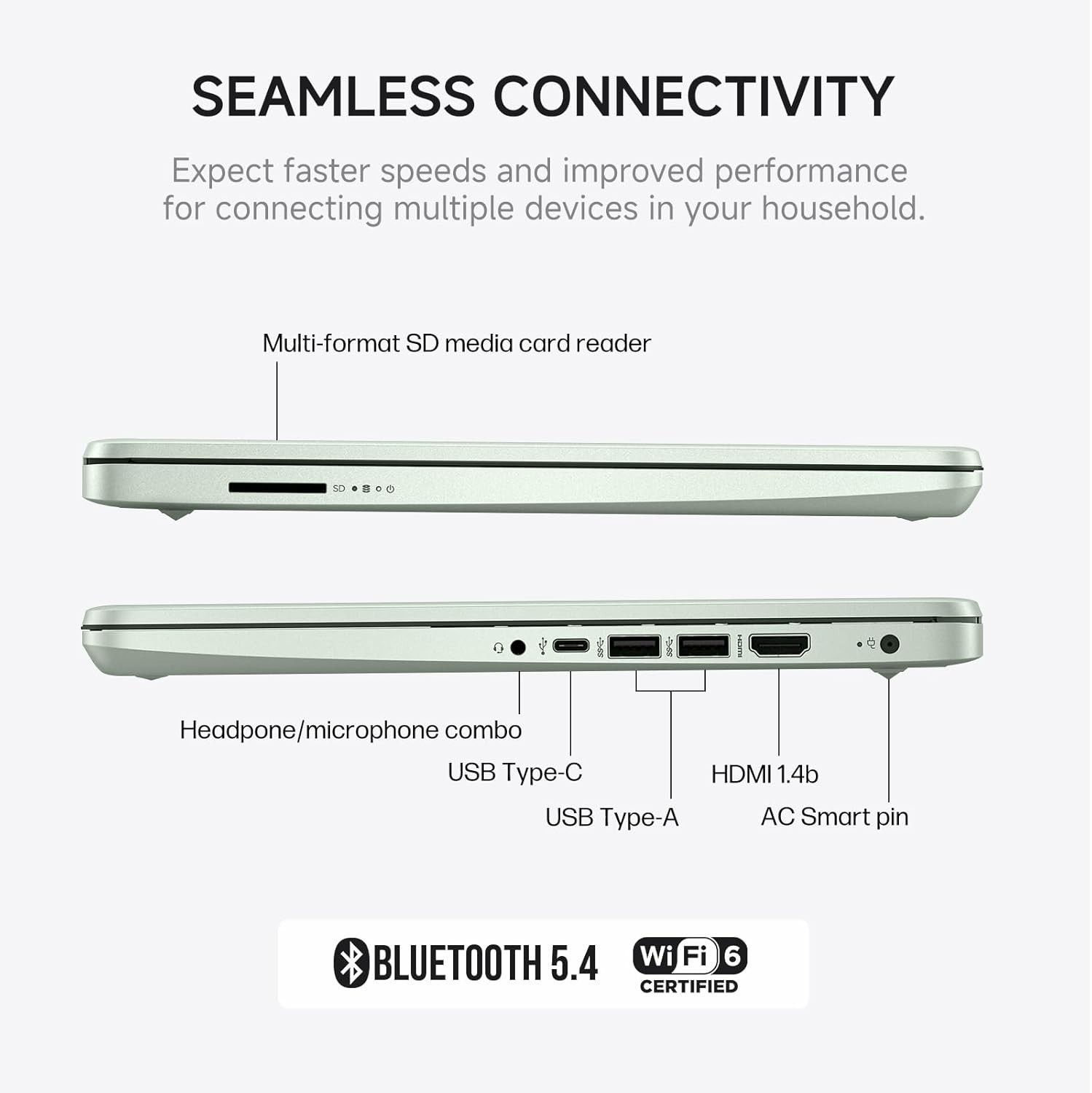 HP 14″ Laptop, Intel Processor N150, 4GB RAM 128GB SSD+128GB MSD, Green , Win11P