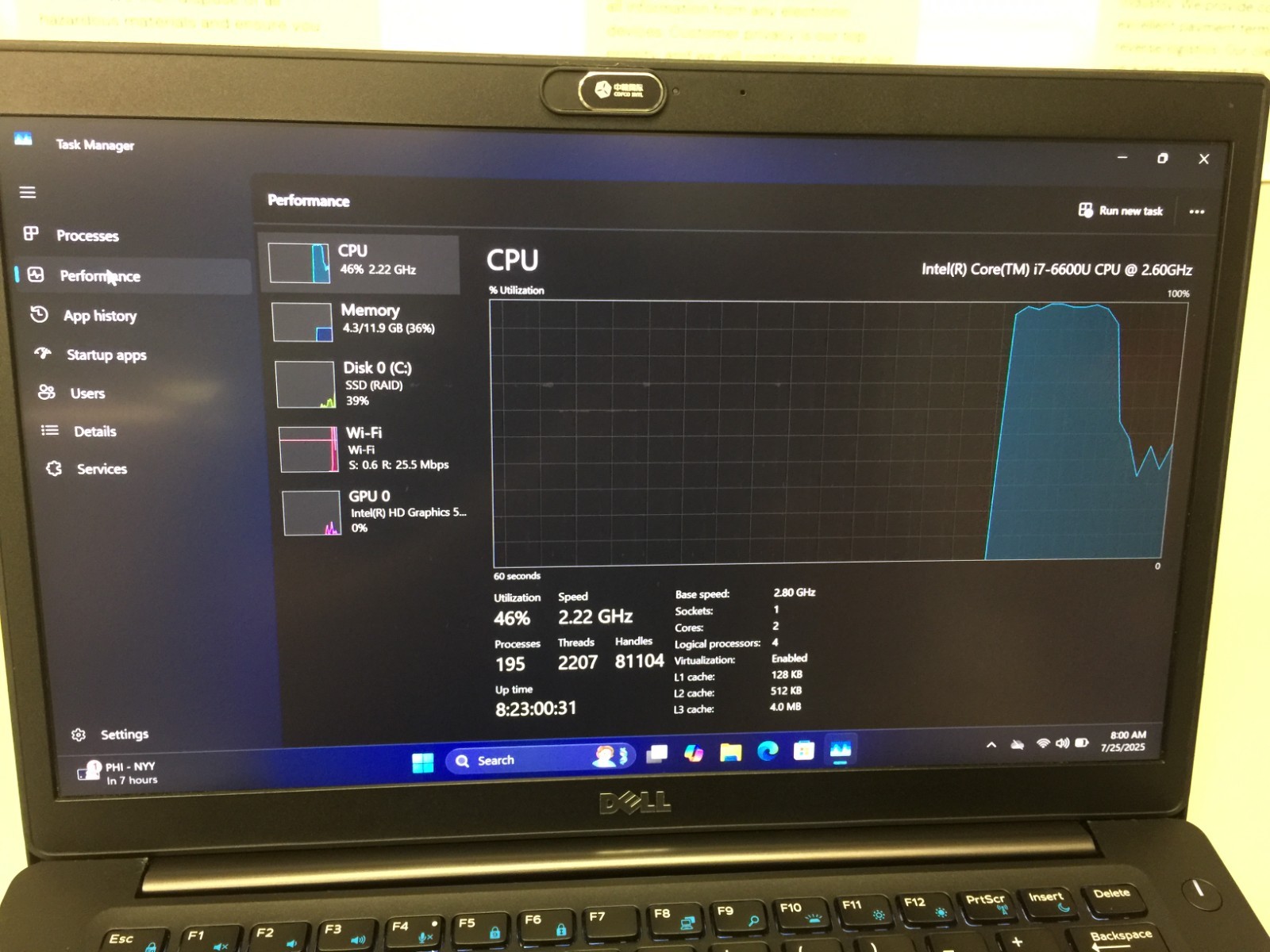 Dell Latitude 7480 14″ 128 GB SSD Core i7 6th Gen 2.60 GHz, 12 GB RAM WIN 11 PRO