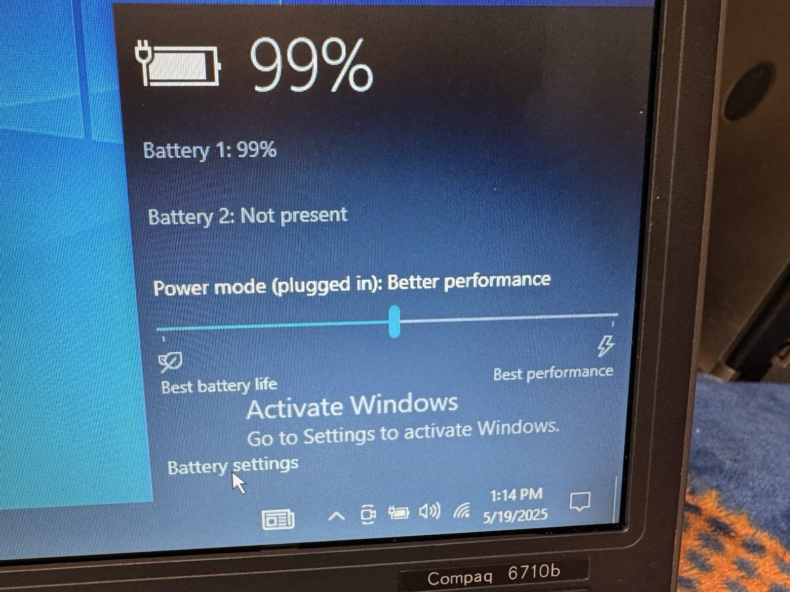 HP 6710b 15.4”, Win10pro, Intel C2D 2.20, 150 GB, 2.5 GB, DVD-RW, Wifi, #003