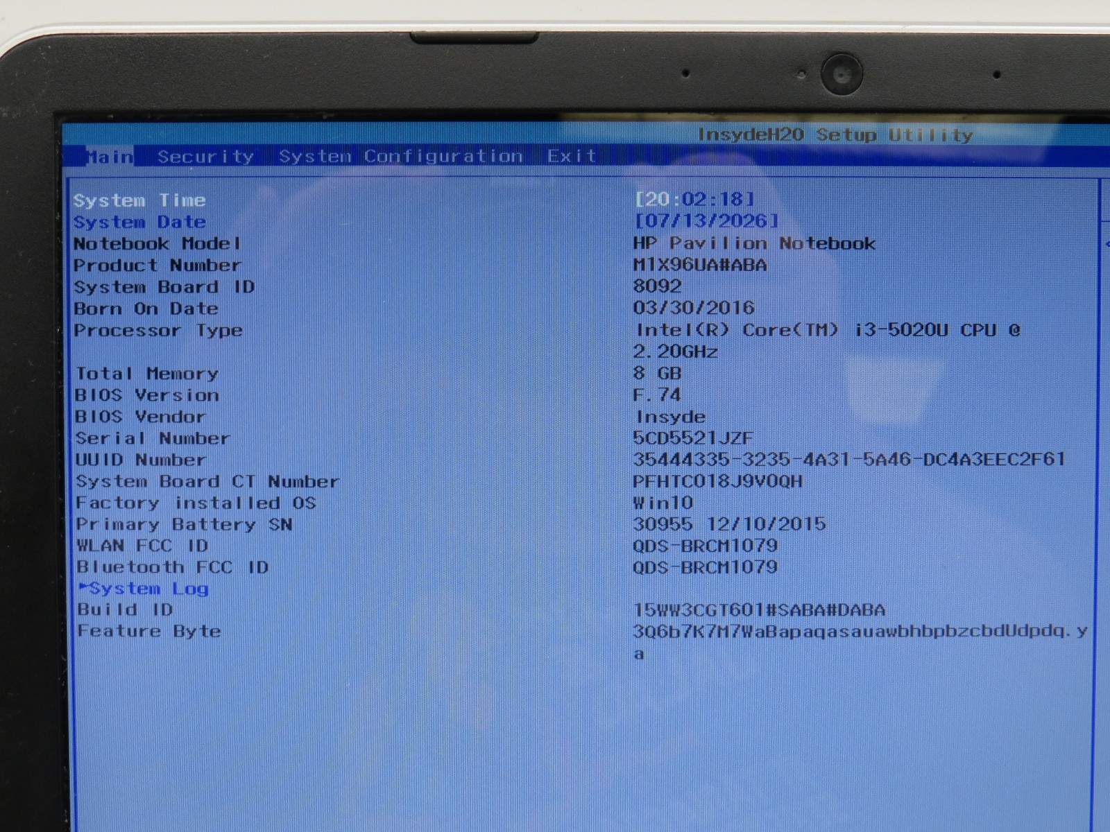 HP Pavillion i3-5020U @ 2.2GHz 8GB DDR3 256GB SSD 14″ No OS