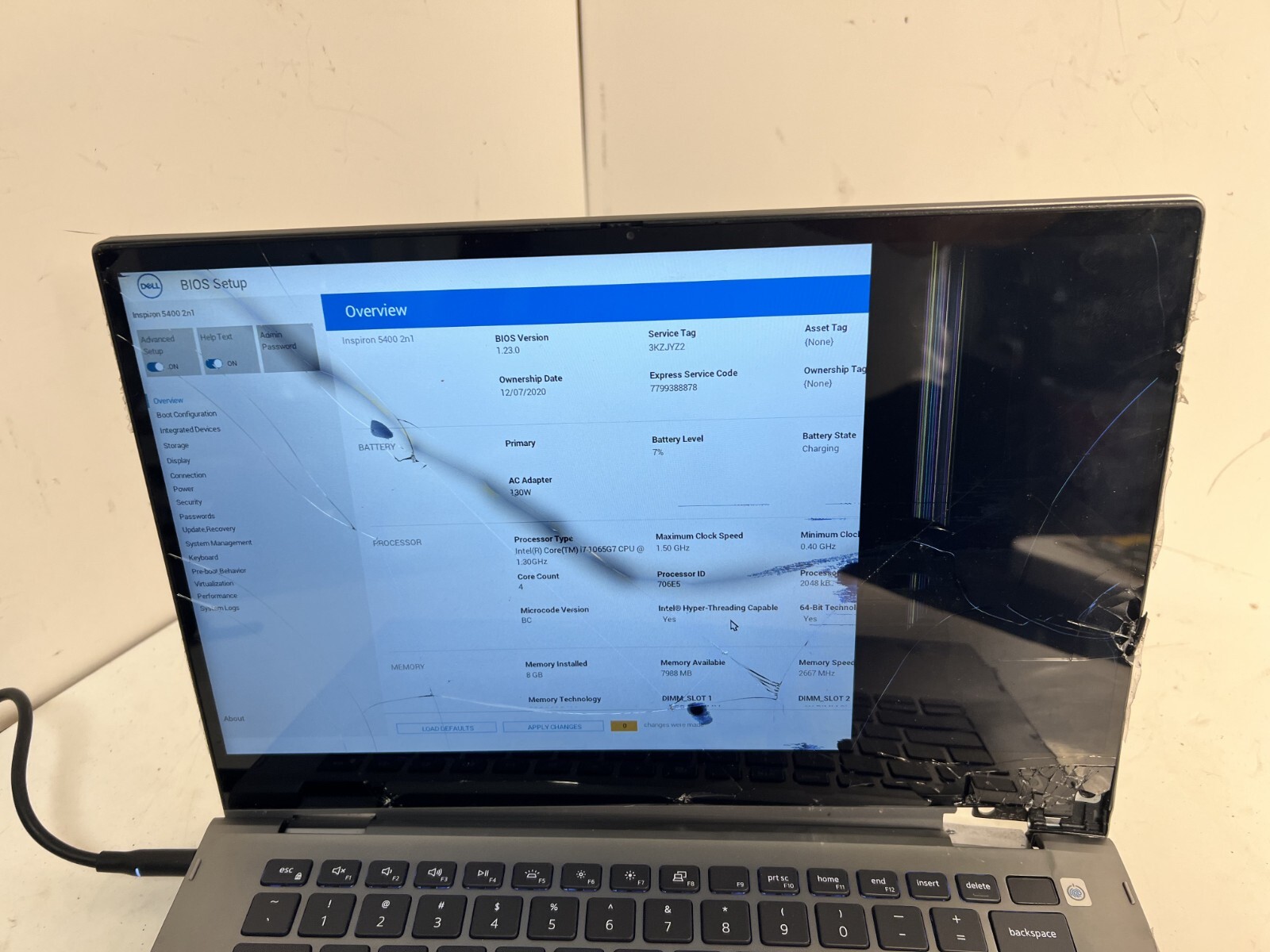 Dell Inspiron 5400 2-in-1 Broken Screen No SSD AS-IS i7-1065G7 1.60 GHz 8 GB Ram