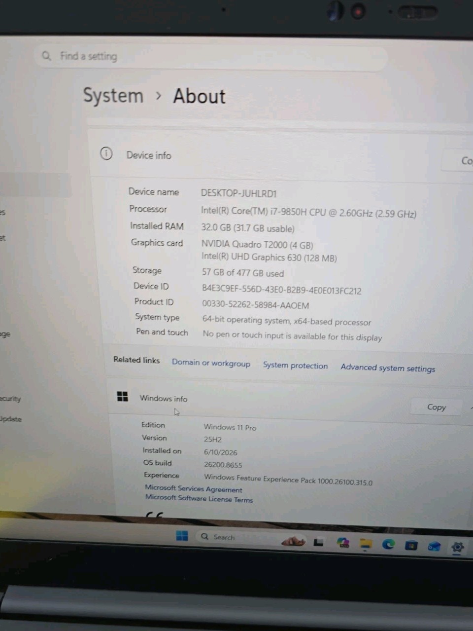 Lenovo ThinkPad P1 2nd Gen 15.6 inch 32GB 256GB HD Intel Core i7 9th Gen 2.60GHz
