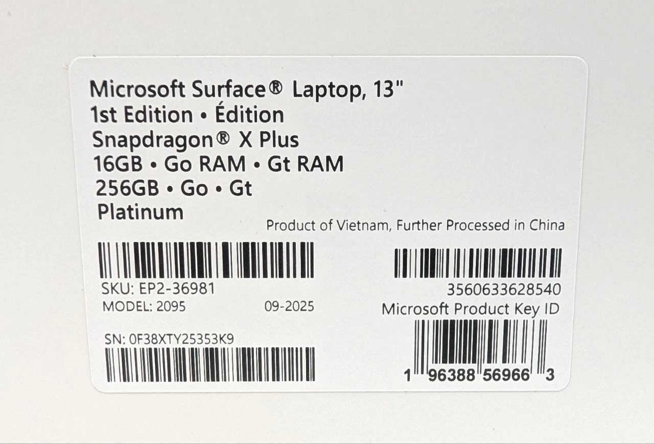 Microsoft Surface Laptop 13″ 16GB RAM 256GB SSD – Platinum