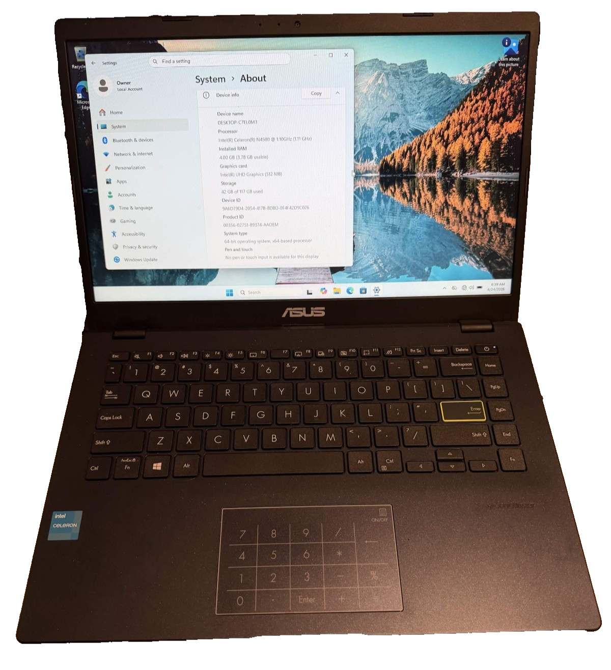 Asus Vivobook Go 14 Laptop E410K – Intel Celeron N4500 @ 1.1 GHz 4GB RAM