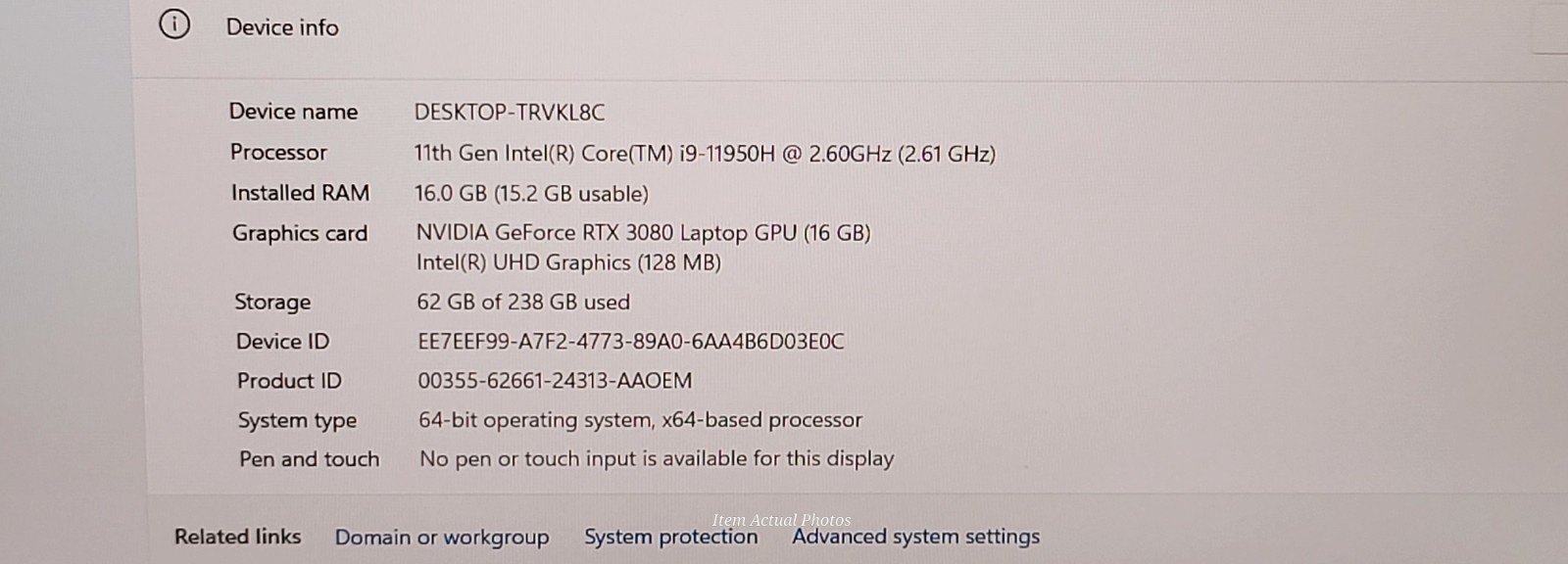 Dell Precision 7560 Core i9 11950H 2.6ghz 16GB Ram 256GB SSD RTX 3080 16GB