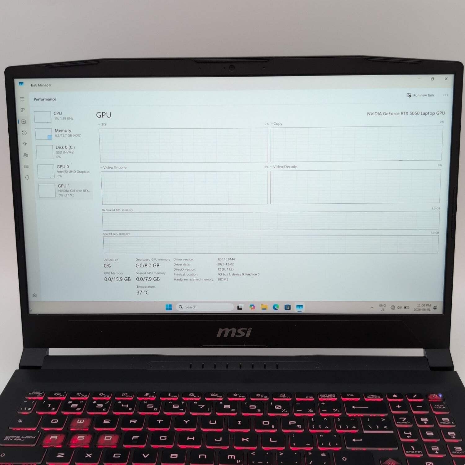MSI Katana 15 HX MS-1587 i7-14650HX 2.2GHz 16GB RAM 1TB SSD GeForce RTX 5050